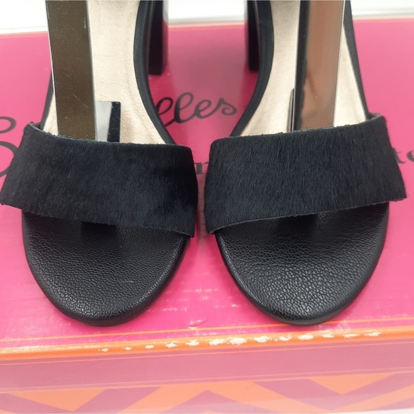 NWB Seychelles Prominent 10 Black Calf Hair Open Toe Heels - Picture 9 of 9
